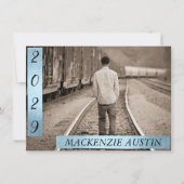 Afstuderen 2 Foto | Blauwe Faux Metallic Keepsake Kaart (Voorkant)