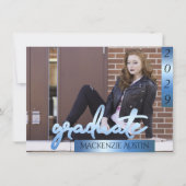 Afstuderen 2 foto | Blue Script Cool Brush Keepsak Kaart (Voorkant)