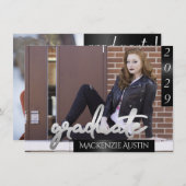 Afstuderen 2 foto | Chique script Eenvoudige aande Kaart (Voorkant / Achterkant)
