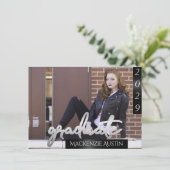 Afstuderen 2 foto | Chique script Eenvoudige aande Kaart (Staand voorkant)