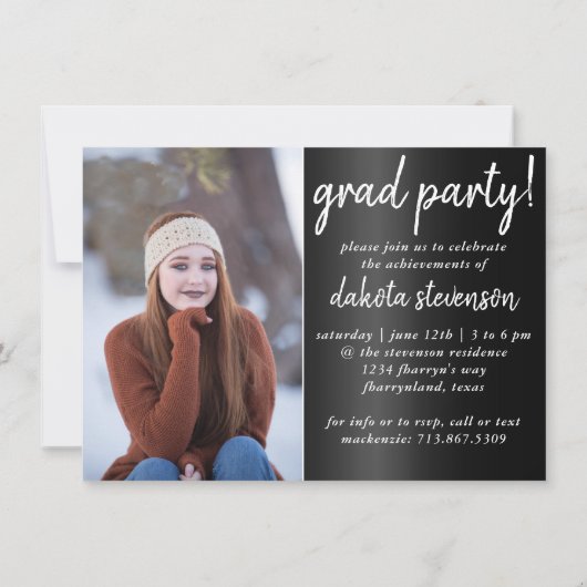 Afstuderen 2 foto | Chique script Eenvoudige aande Kaart (Achterkant)