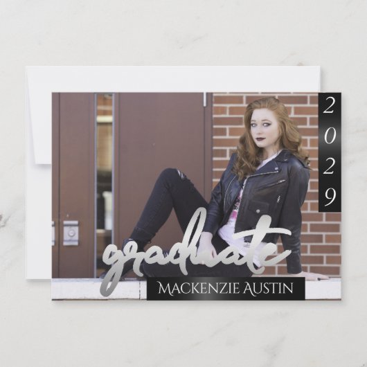 Afstuderen 2 foto | Chique script Eenvoudige aande Kaart (Voorkant)