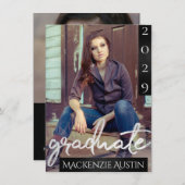 Afstuderen 2 foto | Chique script Eenvoudige aande Kaart (Voorkant / Achterkant)