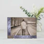 Afstuderen 2 Foto | Geavanceerde Paarse aandenken Kaart (Staand voorkant)