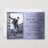 Afstuderen 2 Foto | Geavanceerde Paarse aandenken Kaart (Achterkant)