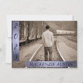 Afstuderen 2 Foto | Geavanceerde Paarse aandenken Kaart (Voorkant)