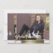 Afstuderen 2 foto | Gouden Script Elegant Afstudee Kaart (Voorkant)