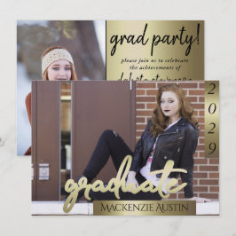 Afstuderen 2 foto | Gouden Script Elegant Afstudee Kaart