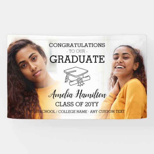 Afstuderen 2 Foto High School of College Afstudeer Spandoek (Horizontaal)