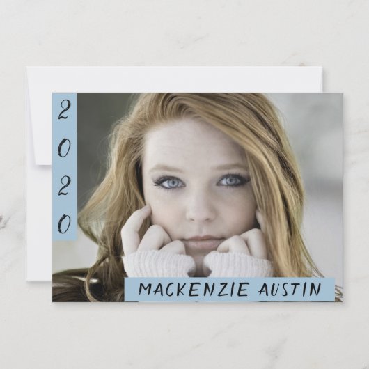 Afstuderen 2 Foto | Lichtblauw Modern Afstudeerder Kaart (Voorkant)