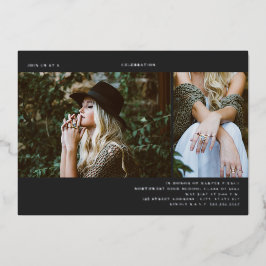 Afstuderen 2 Foto lijn Dark Grey Folie Uitnodiging