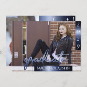 Afstuderen 2 foto | Navy Script Donkerblauw Keepsa Kaart (Voorkant / Achterkant)