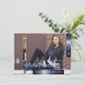 Afstuderen 2 foto | Navy Script Donkerblauw Keepsa Kaart (Staand voorkant)