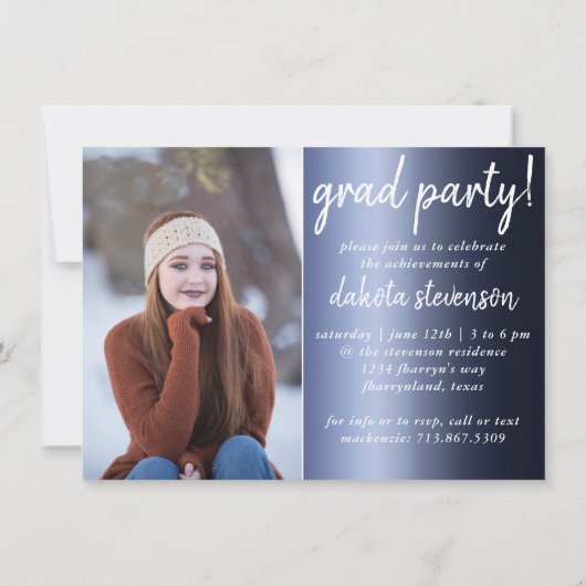 Afstuderen 2 foto | Navy Script Donkerblauw Keepsa Kaart (Achterkant)