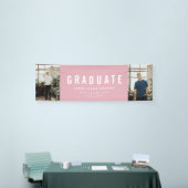 Afstuderen 2 foto roze en witte moderne partij spandoek (Beurs)