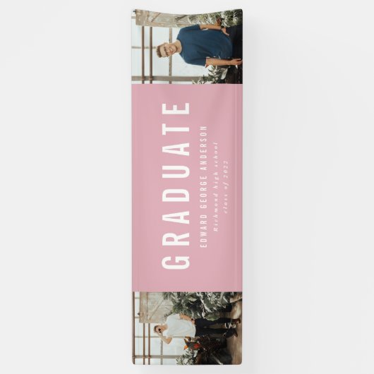 Afstuderen 2 foto roze en witte moderne partij spandoek (Verticaal)