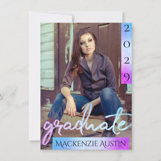 Afstuderen 2 foto | Script Zeemeermin Ombre Keepsa Kaart (Voorkant)