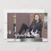 Afstuderen 2 foto | Silver Script Brush-Afstuderen Kaart (Voorkant)