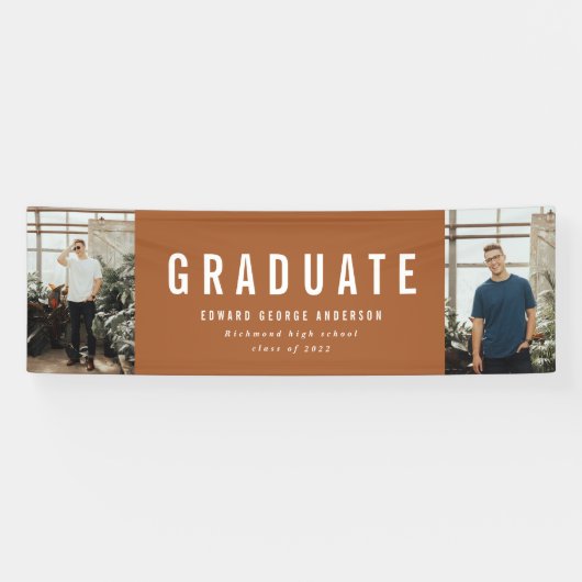 Afstuderen 2 - foto van chic terracotta moderne pa spandoek (Horizontaal)