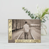 Afstuderen 2 Foto | Verfijnde gouden aandenken Kaart (Staand voorkant)