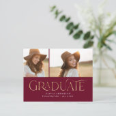 Afstuderen 2 foto waterverf botanische burgundy an feestdagenkaart (Staand voorkant)