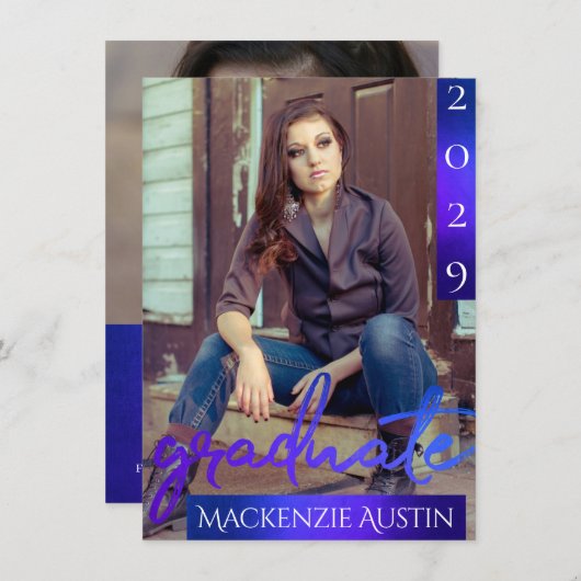 Afstuderen 2 foto | Zeemeermin Ombre Blauw Groen P Kaart (Voorkant / Achterkant)