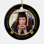 Afstuderen 2 Foto zwart |Pet van goudAfstudeerder Keramisch Ornament (Voorkant)