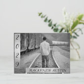 Afstuderen 2 Foto | Zwart-wit Keepsake Kaart (Staand voorkant)
