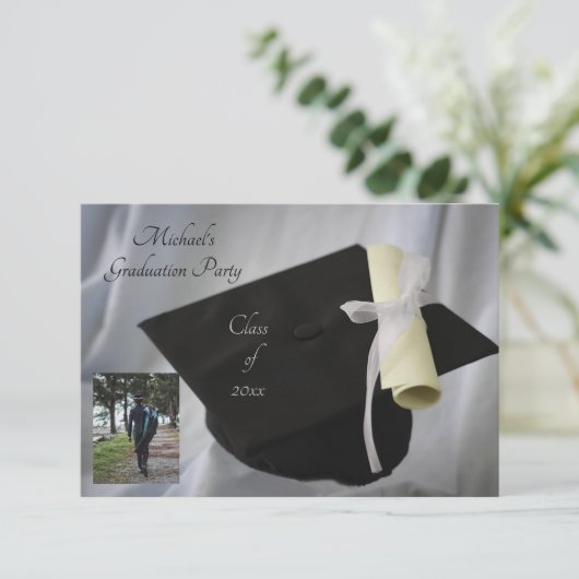 Afstuderen 2 Fotouitnodiging RSVP Kaartje (Staand voorkant)