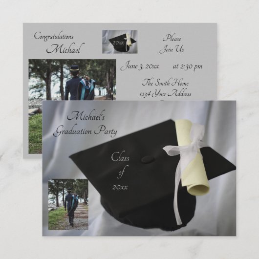 Afstuderen 2 Fotouitnodiging RSVP Kaartje (Voorkant / Achterkant)