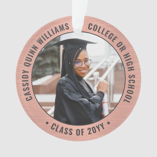 Afstuderen 2 Photo Pink Rose Gold Afstuderen Afbee Ornament (voorkant)