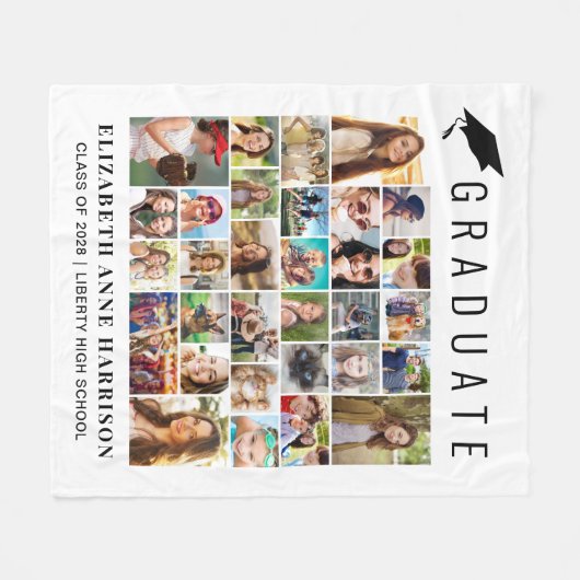 Afstuderen 30 Fotocollage Wit Fleece Deken (Voorkant (Horizontaal))