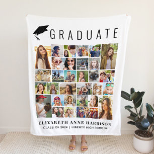 Afstuderen 30 Fotocollage Wit Fleece Deken