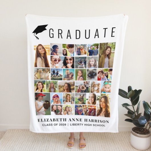 Afstuderen 30 Fotocollage Wit Fleece Deken