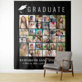 Afstuderen 30 foto's Zwart fotohokje achtergrond Wandkleed (In situ)