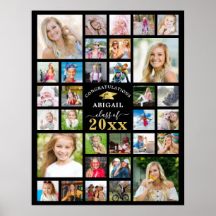 Afstuderen 32 Fotocollage Klasse Jaar Custom Poster