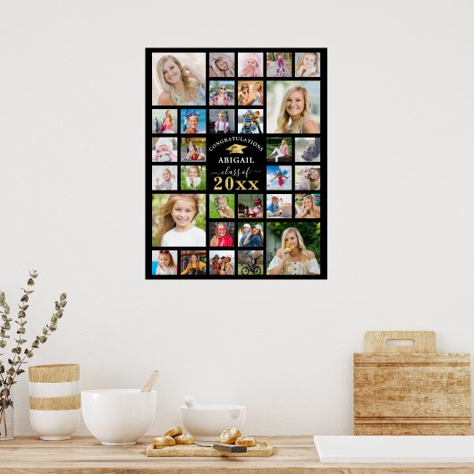 Afstuderen 32 Fotocollage Klasse Jaar Custom Poster (Keuken)