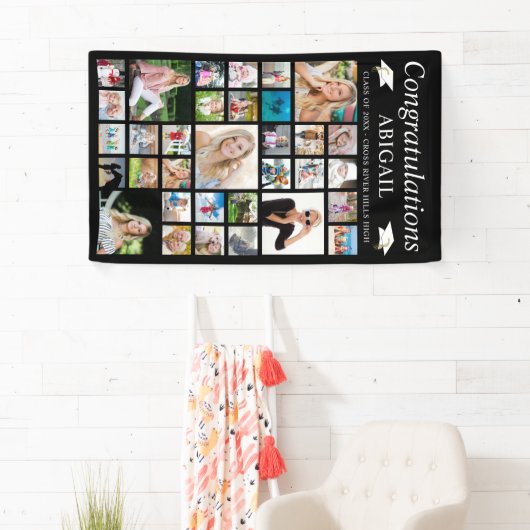 Afstuderen 33 Minimale fotocollage zwart Spandoek (Insitu)