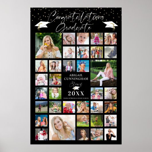 Afstuderen 35 Aangepaste kleur voor Photo Collage  Poster (Voorkant)