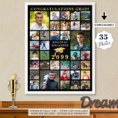 Afstuderen 35 Fotocollage Zwart Goud Pet Poster