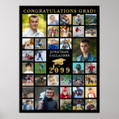 Afstuderen 35 Fotocollage Zwart Goud Pet Poster (Voorkant)