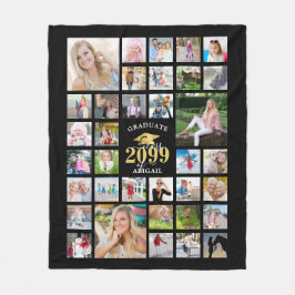 Afstuderen 35 Photo Collage CLASS YEAR Black Fleece Deken