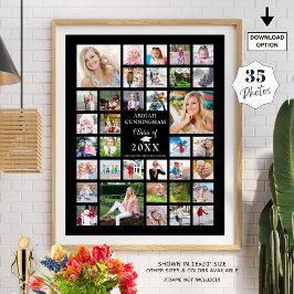 Afstuderen 35 Photo Collage CLASS YEAR Black Poster