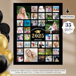 Afstuderen 35 Photo Collage CLASS YEAR Black Poster