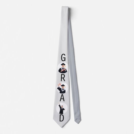 Afstuderen 3 Aangepaste Foto's Lichtgrijs Stropdas (Voorkant)