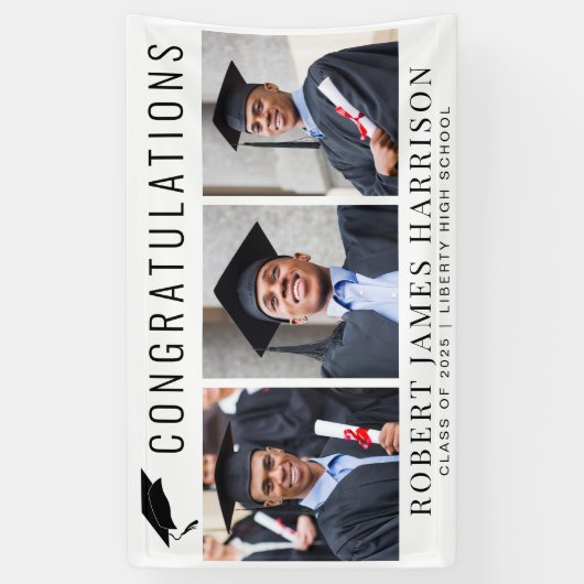 Afstuderen 3 Banner Gefeliciteerd met foto's (Verticaal)