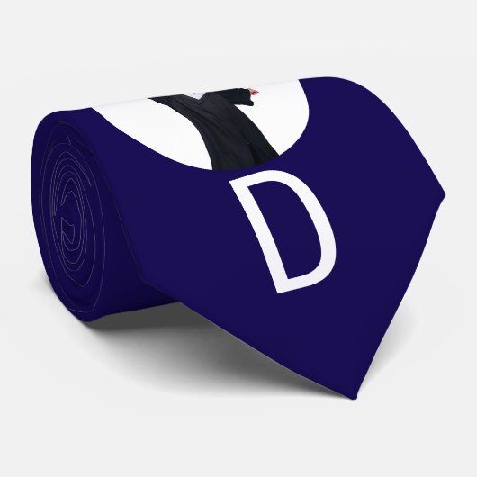 Afstuderen 3 Custom Foto's Navy Blue Stropdas (Opgerold)