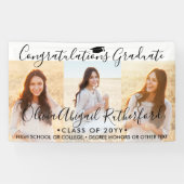 Afstuderen 3 Eenvoudig zwart fotocollage Spandoek (Horizontaal)