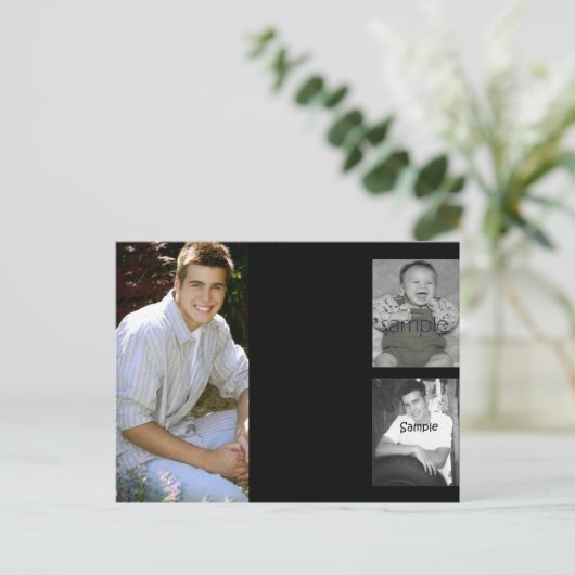 Afstuderen 3-foto collage briefkaart (Staand voorkant)