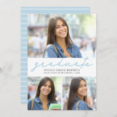 Afstuderen 3-foto Collage Gemakkelijk Modern Scrip Aankondiging (Voorkant / Achterkant)